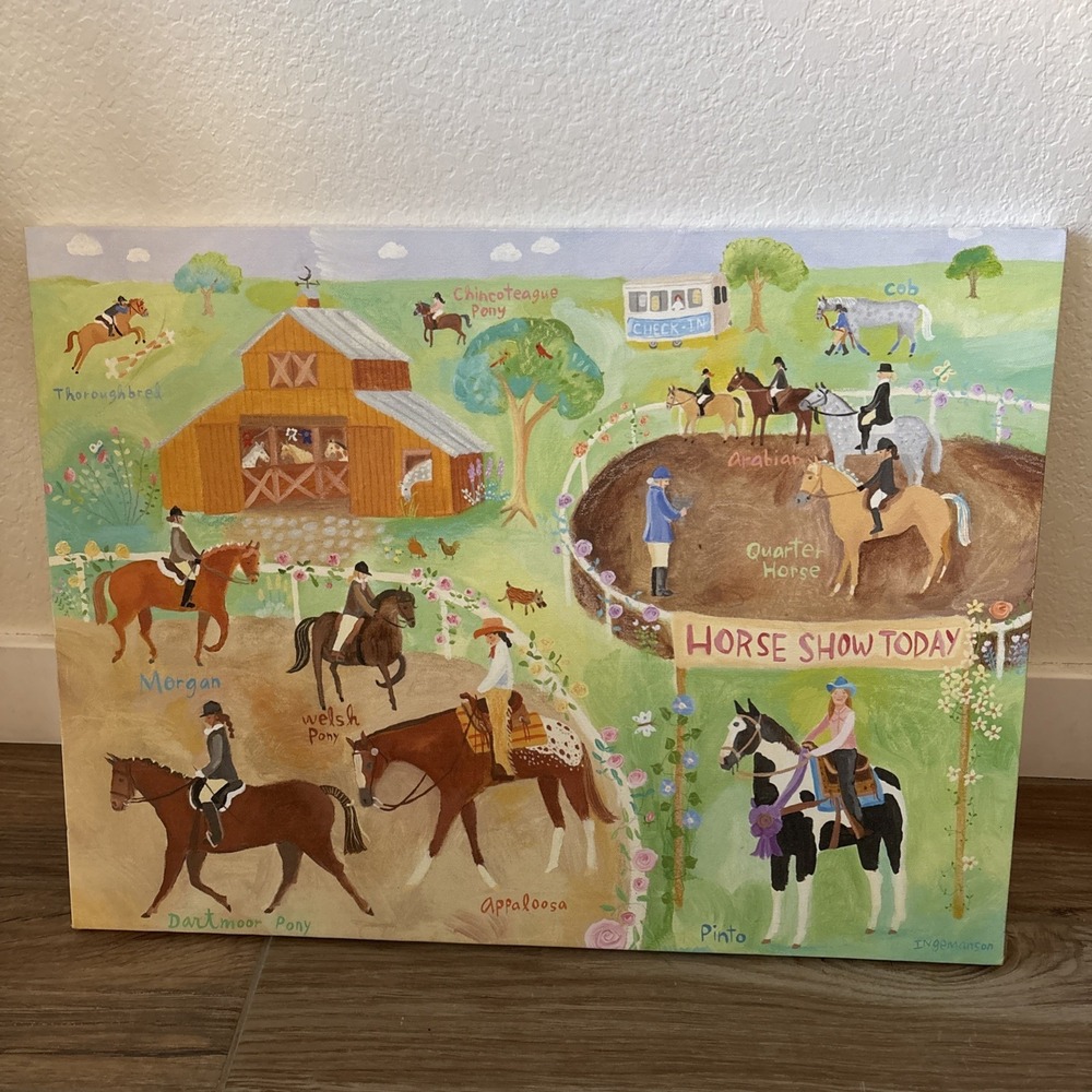 Oopsy Daisy Pretty Horses Canvas Wall Art 24"x 18" Land Of Nod Donna‎ Ingemanson